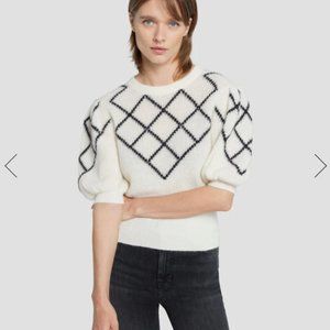 7 For All ManKind Puff Diamond Sweater in Cream